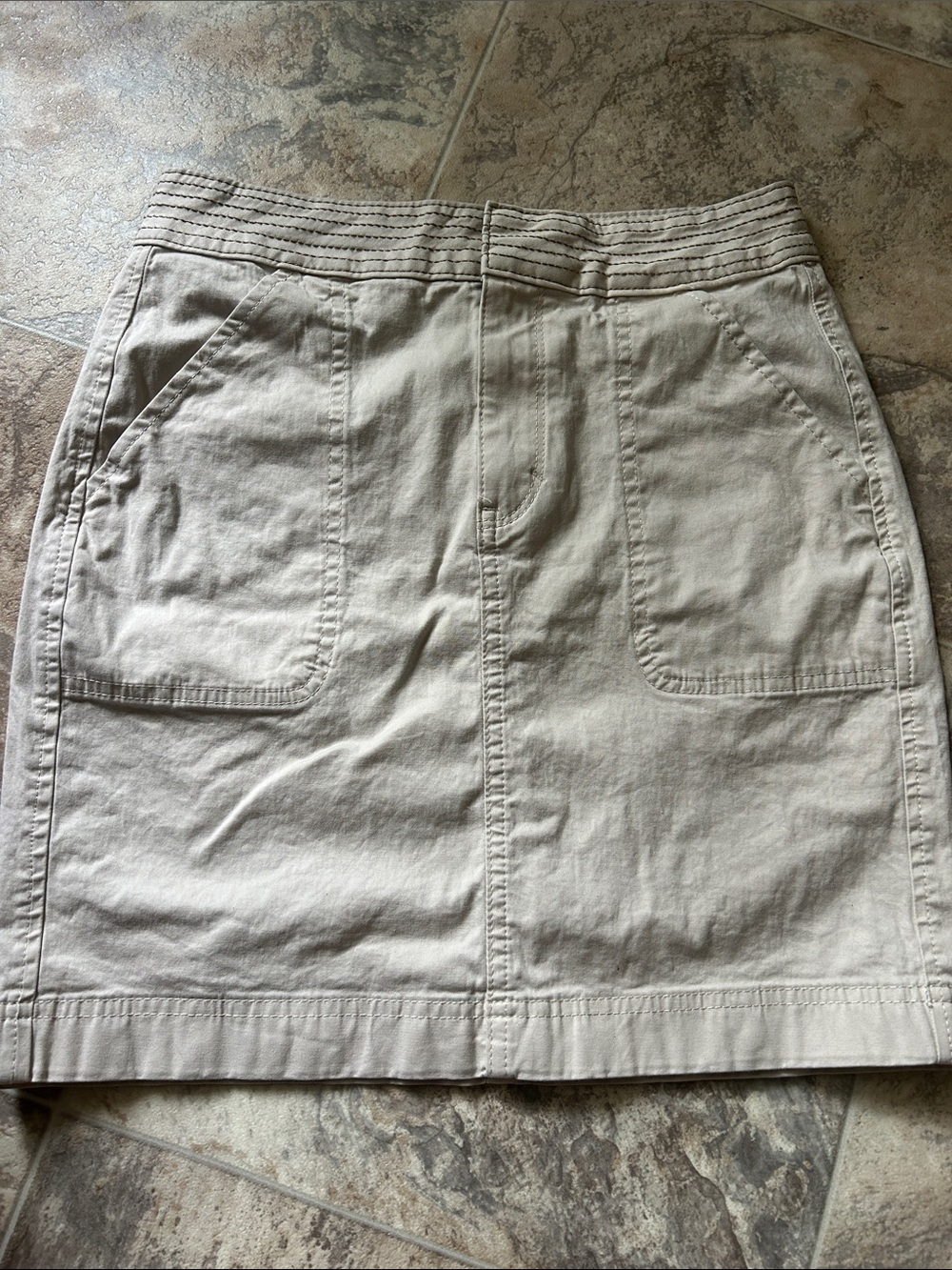 White House Black Market Beige Mini Skirt with Front Pockets